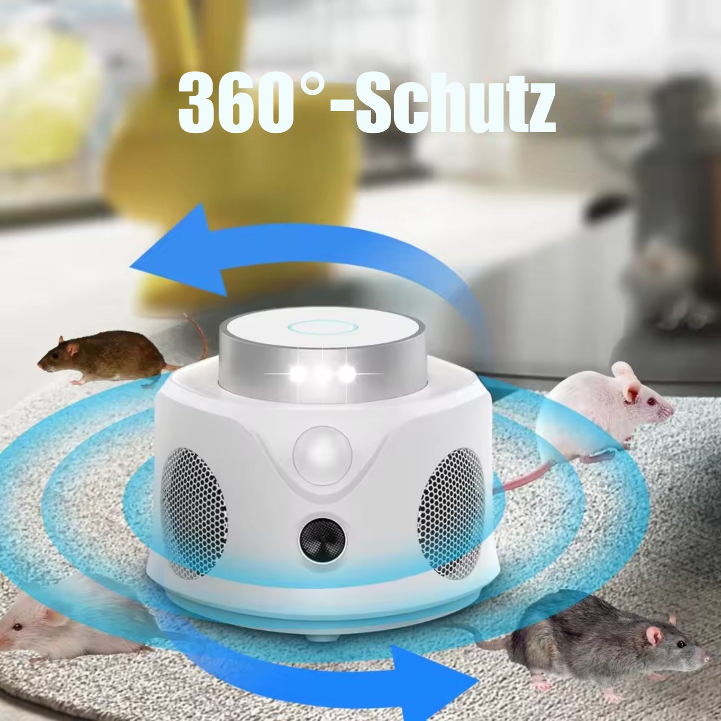 Hochleistungs-Ultraschall-Schädlingsbekämpfer für Mäuse und mehr 120m²
